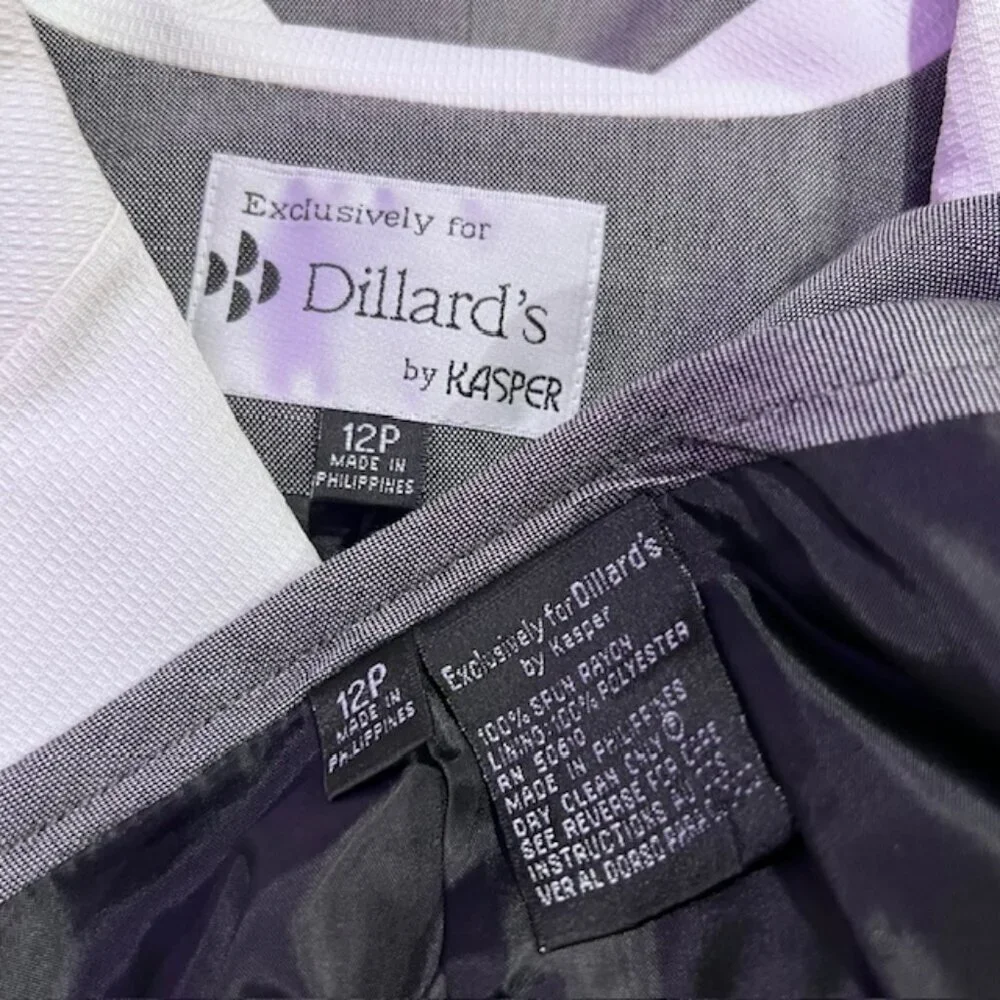 Dillards By Kasper Vintage Black & White Tweek Skirt Suit Size 12P